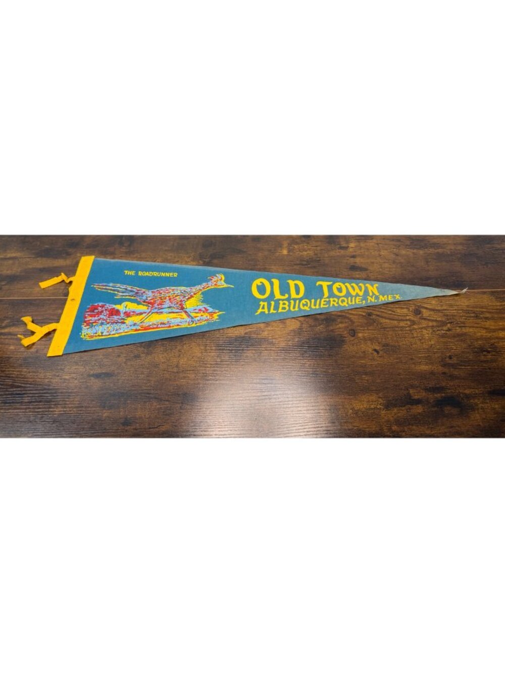 Vintage Old Town Albuquerque N.M. Pennant With Roadrunner Design